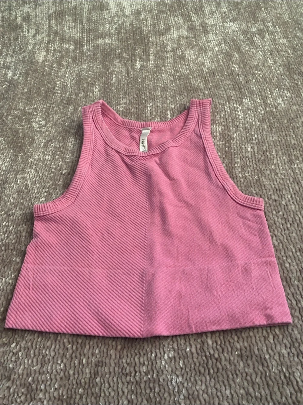 Pink Ribbed Cropped Tank Top - Picture 1 of 1